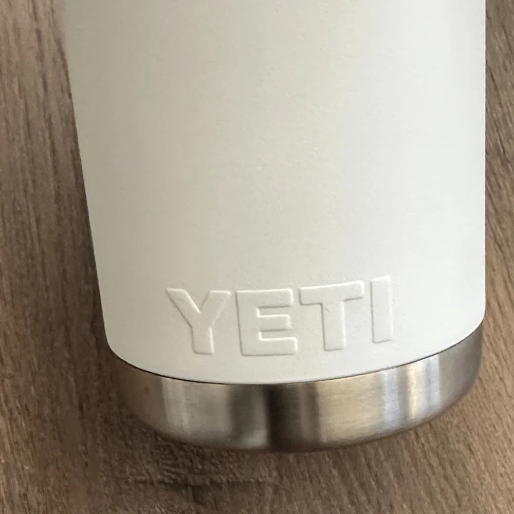 YETI White and Stainless Steel Tumbler